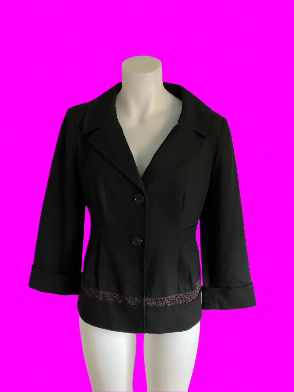 Jacqui E - Blazer With Lace Detailing - Size: 12