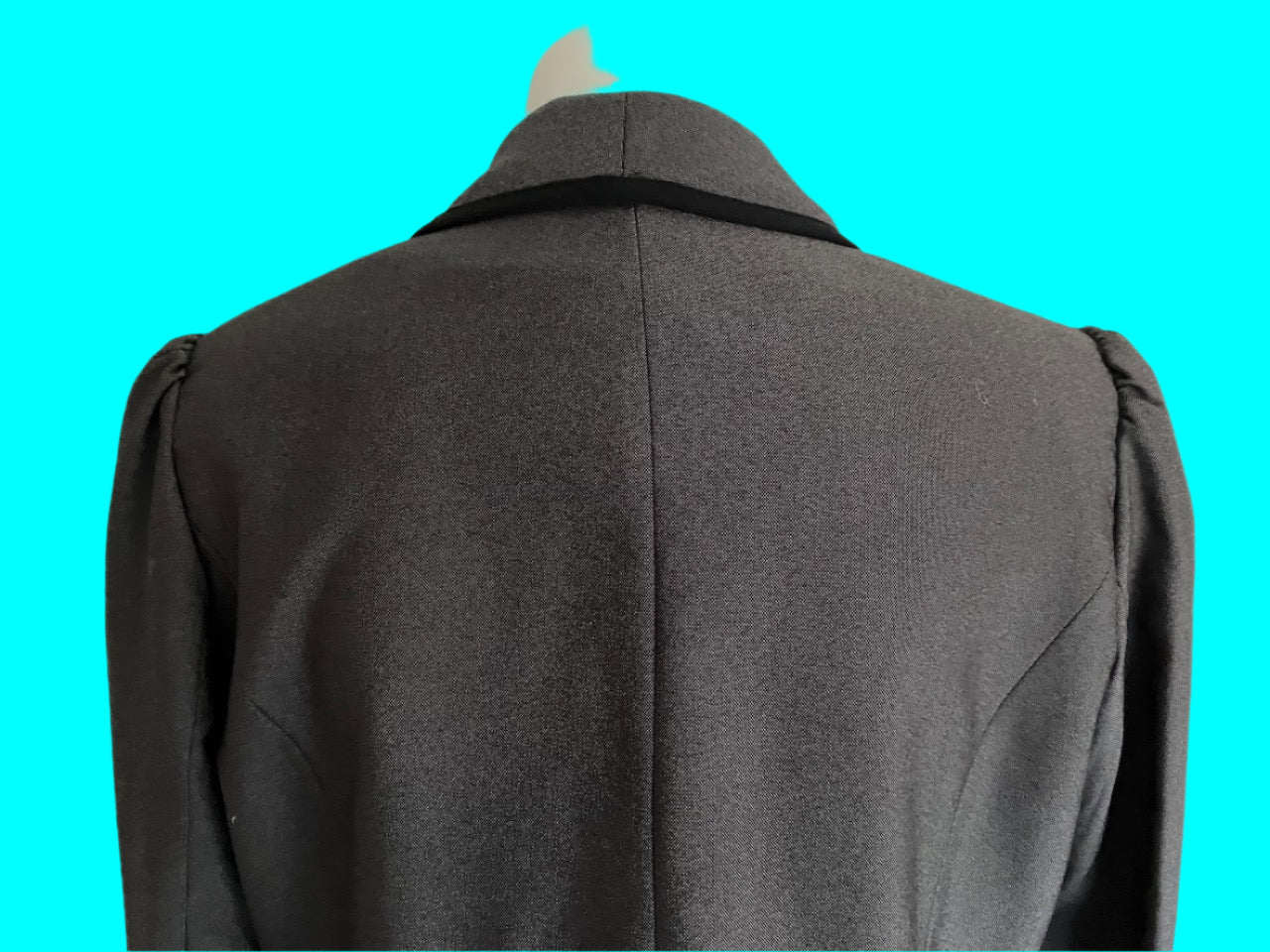 Jacqui E - Grey Blazer With Black Trim - Size: 12
