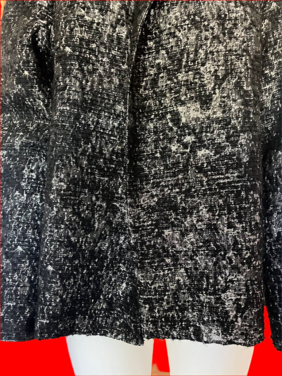 Eileen Fisher - Black & Silver Metallic Open Blazer - Size: M