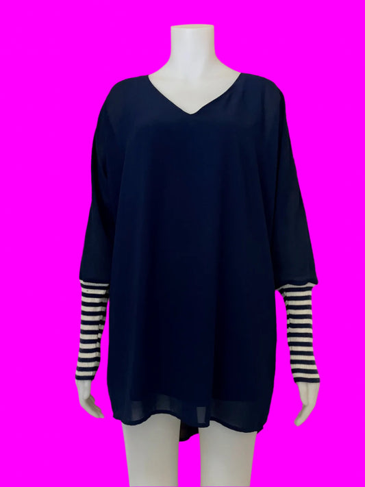 Pretty Basic by Augustine - Navy Blue - Sheer Tunic Dress - Size: M