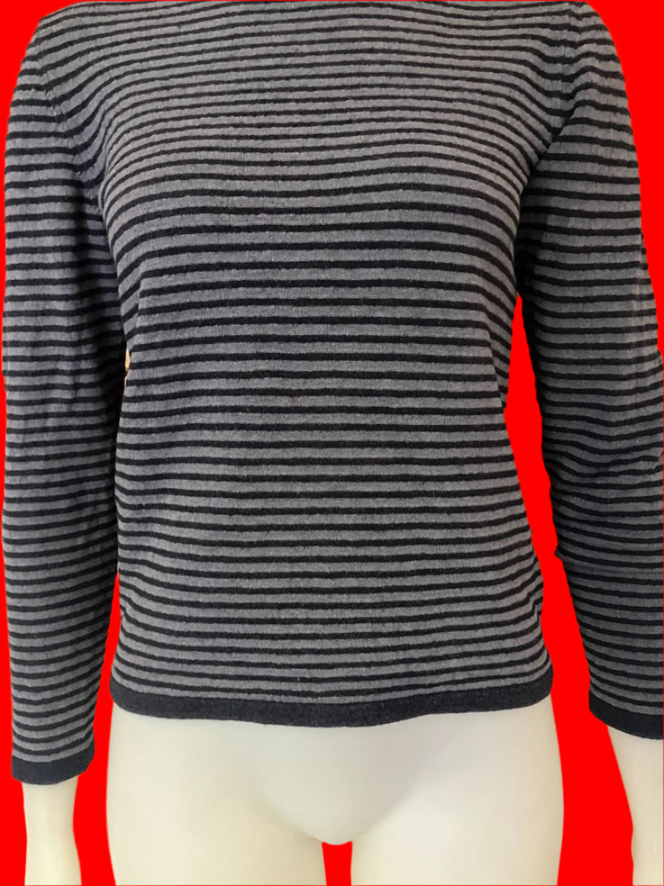 Crossley - Italian Made - Navy Blue Striped Jumper - Size: S
