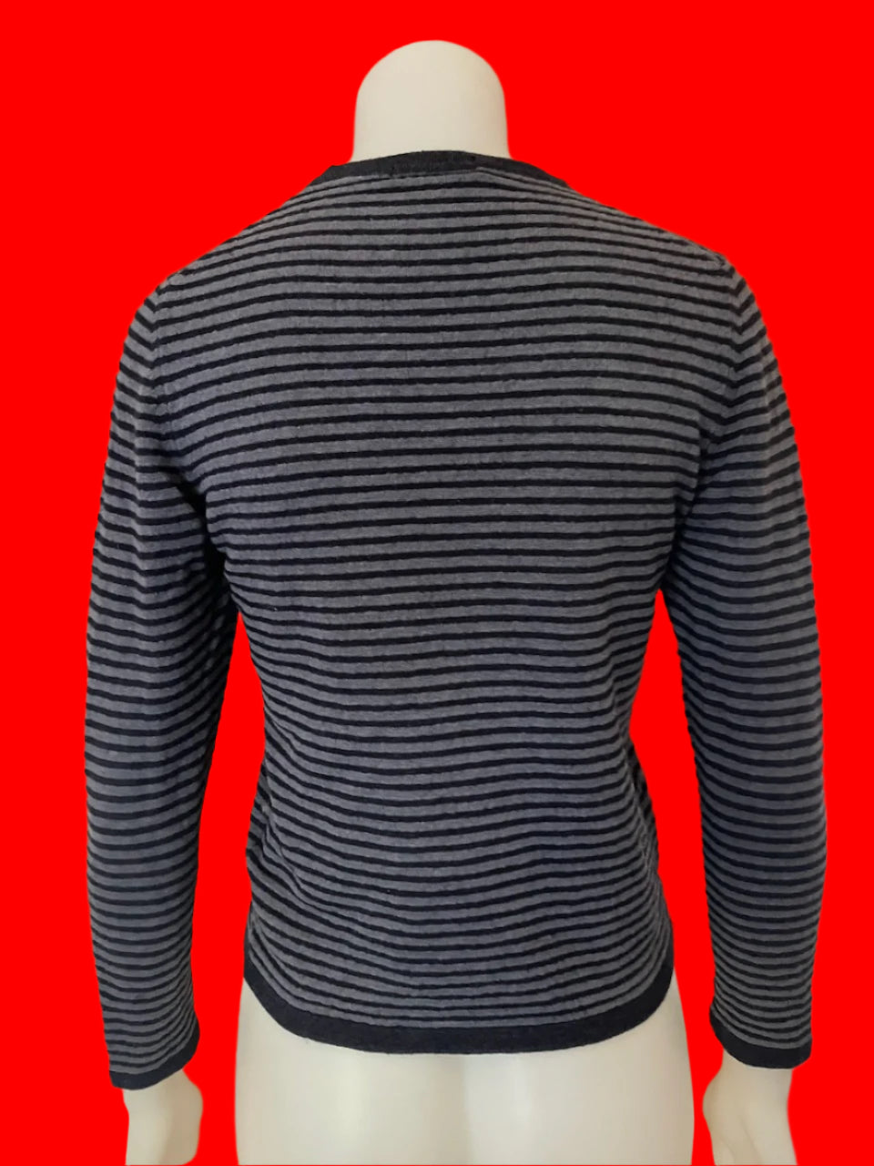 Crossley - Italian Made - Navy Blue Striped Jumper - Size: S