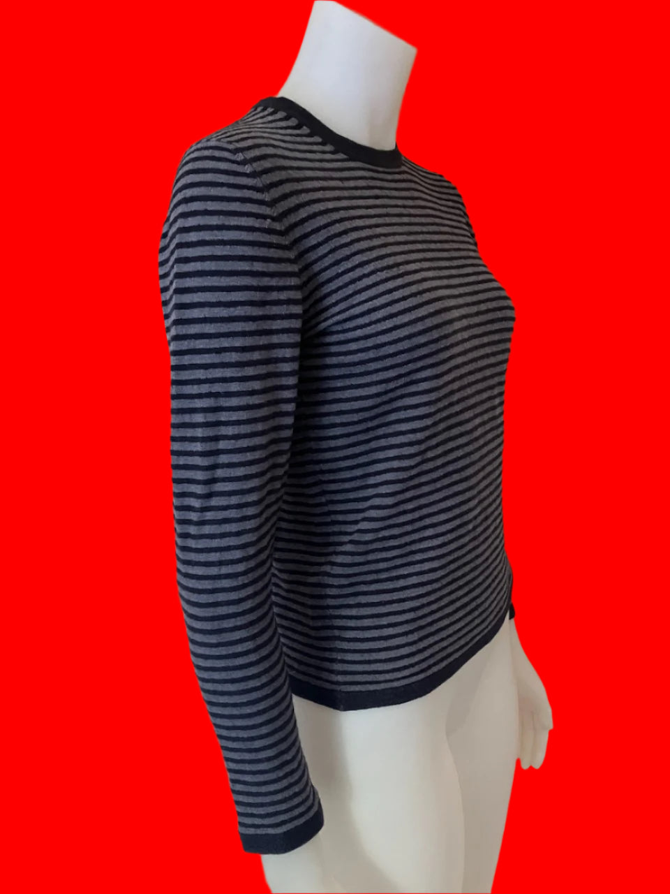 Crossley - Italian Made - Navy Blue Striped Jumper - Size: S