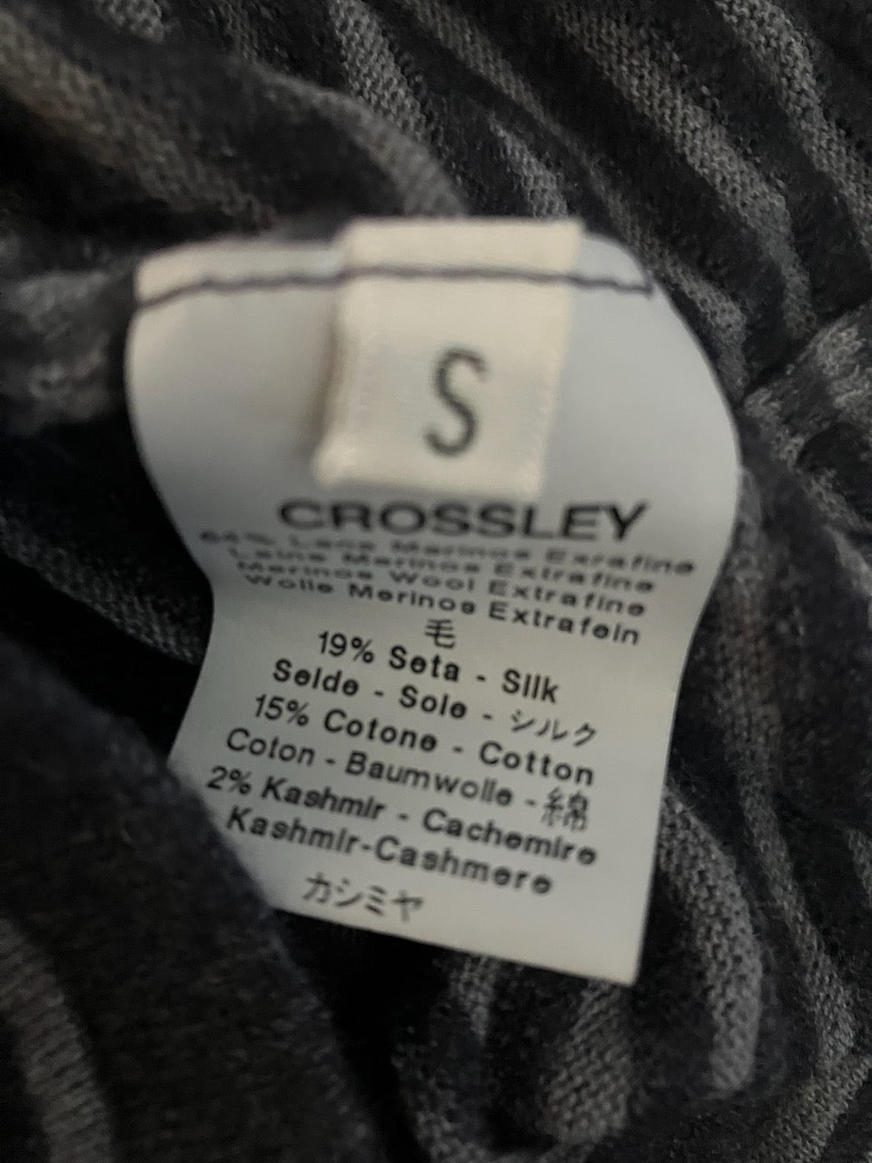 Crossley - Italian Made - Navy Blue Striped Jumper - Size: S