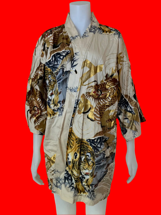 Juguemm - Japanese Kimono Robe - Tiger & Dragons - Size: S/M