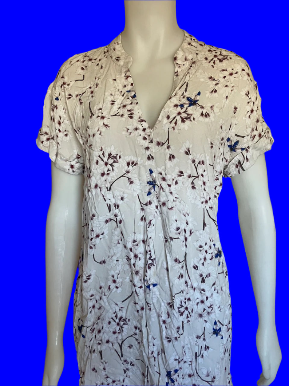 Anna Glover x H & M - Floral Tunic With Blue Bugs - Size: EUR36
