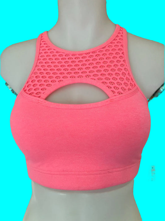 Lorna Jane - Pink Crop Top - With Inserts - Size: L