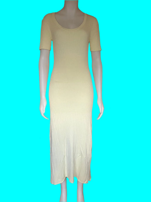 Zara - Light Yellow Knitted Maxi Dress - Size: S