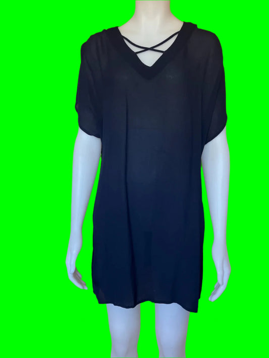 Ricochet - NZ Designer Navy Blue Tunic Top - Size: 12