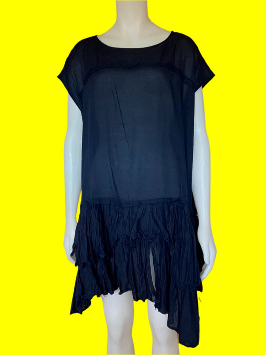 Ricochet - NZ Designer Dress - Navy With Frill Hem - Size: M
