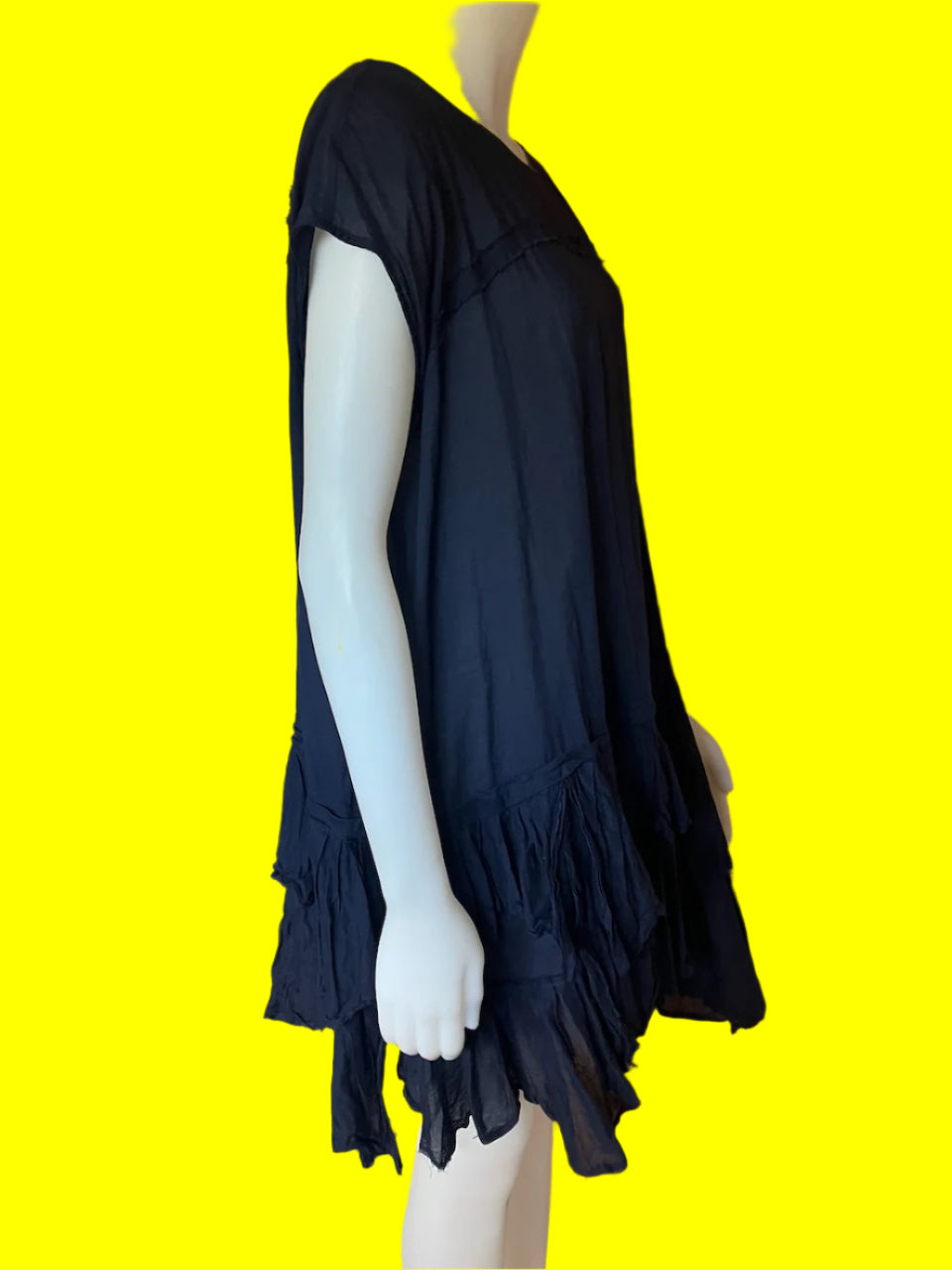 Ricochet - NZ Designer Dress - Navy With Frill Hem - Size: M