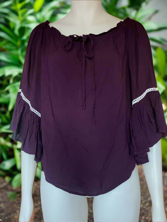 Hot Lava - Dark Purple Flowing Top - Size: L (Small Fitting)