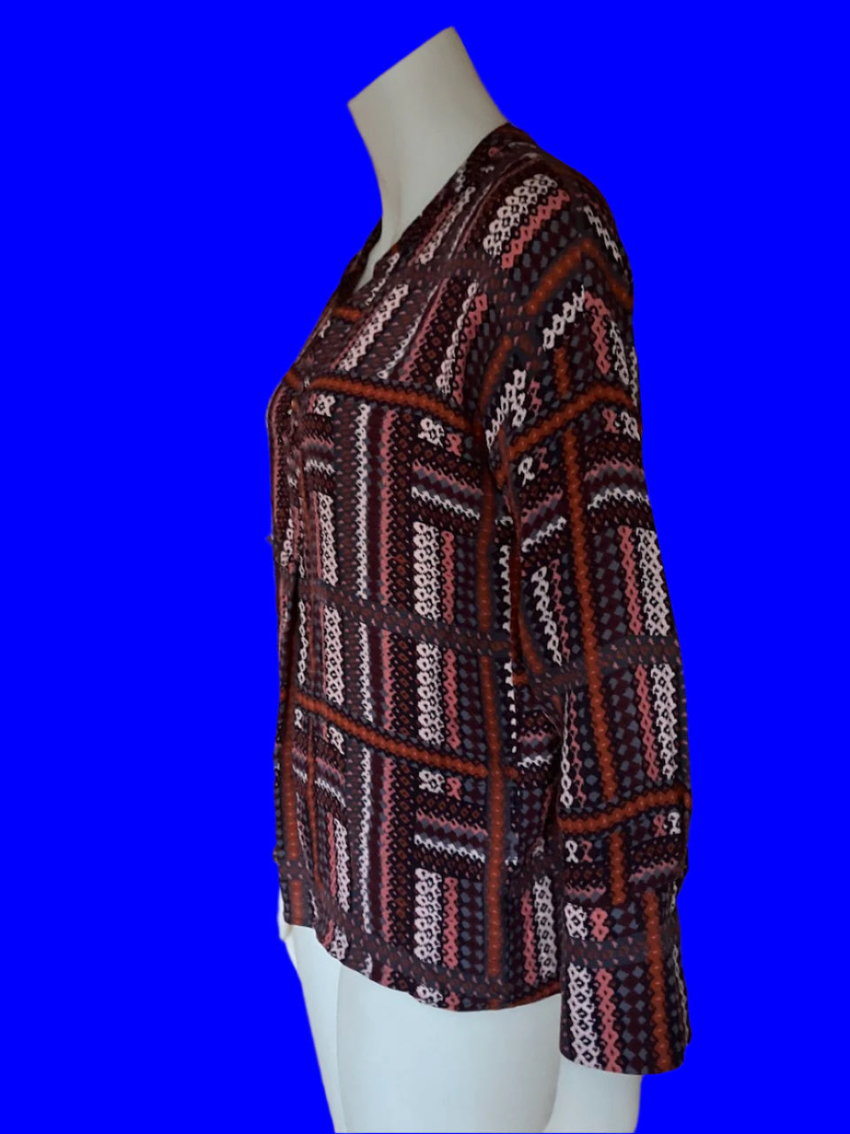 Loobies Story - Lovely Patterned Top With V - Neck - Size: 10
