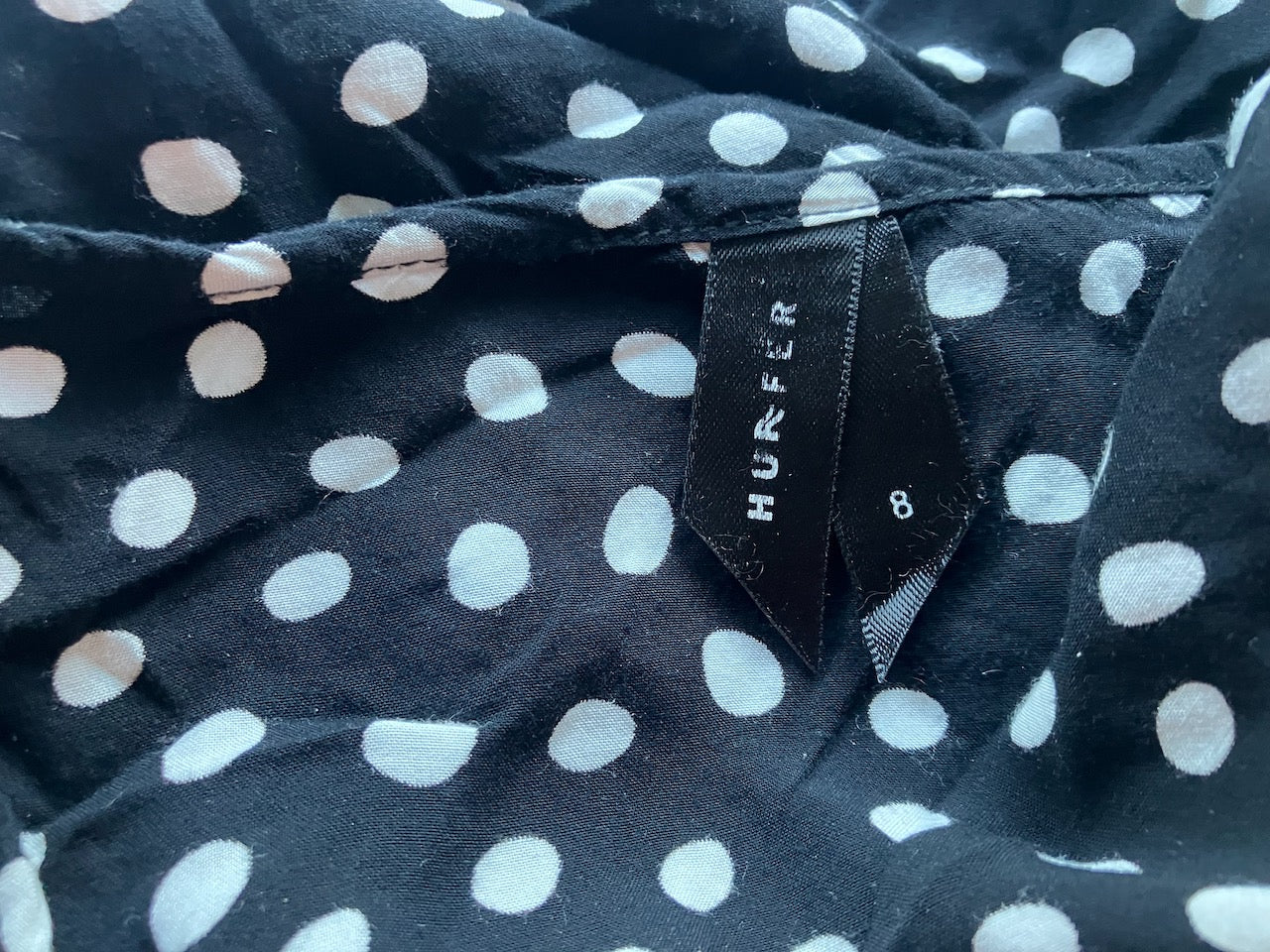Huffer - Cropped Black Top With Polka Dots - Size: 8