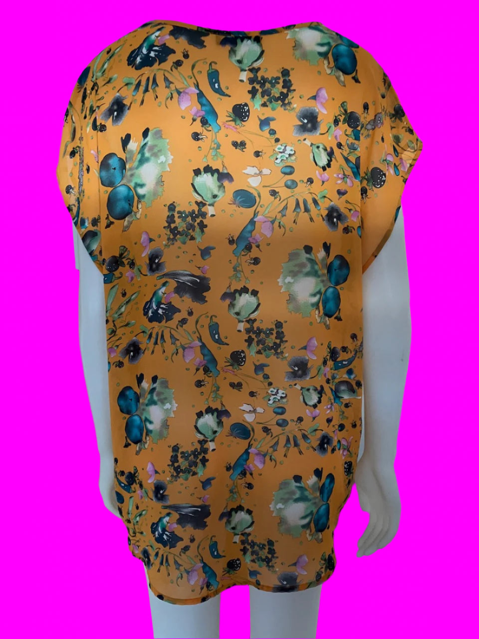Ashley Fogel - NZ Designer - Vibrant Orange Top - Fruits - Size: 12