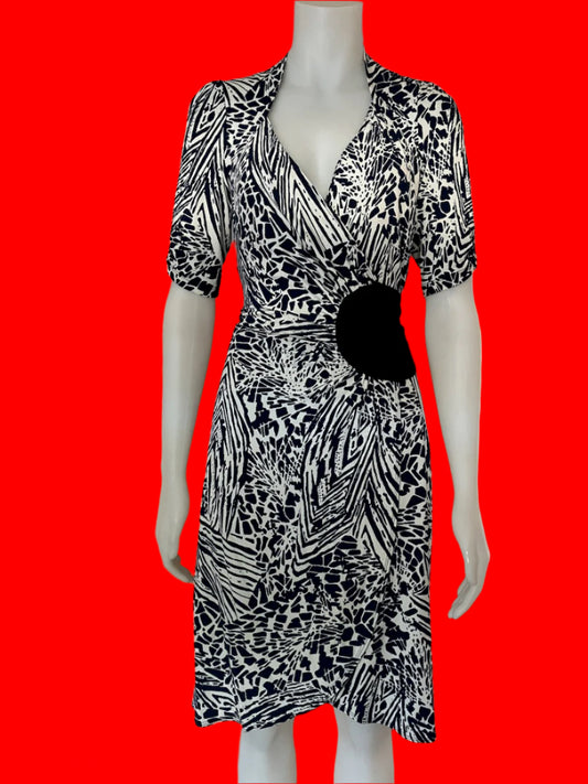 Bettie Monroe - NZ Designer Printed Wrap Dress - Size: S
