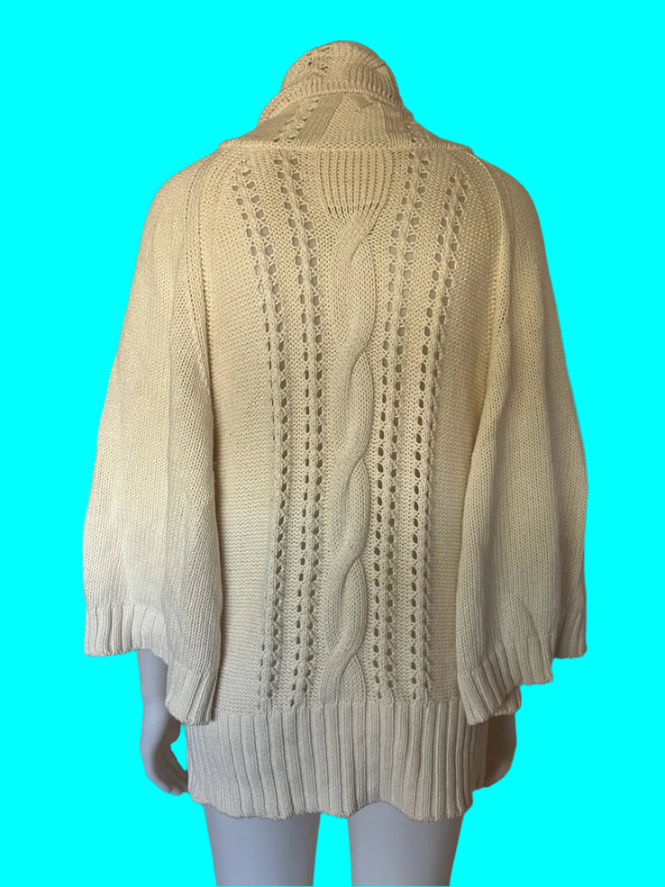Beautiful Cream Cable Knit Poncho - One Size Fits All