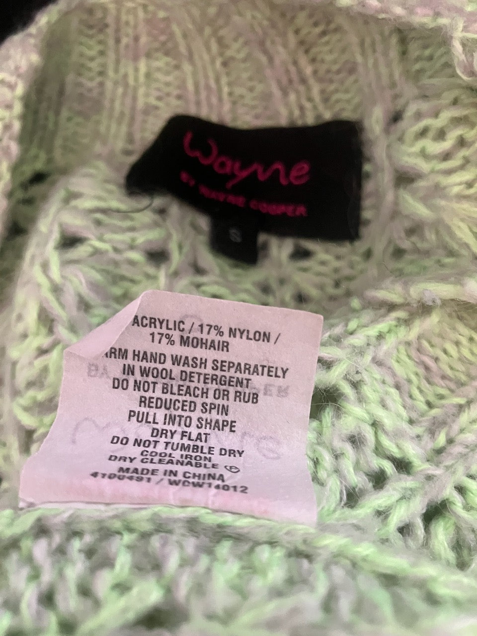 Wayne by Wayne Cooper - AU Designer - Green Mohair Blend Jumper - Size: S