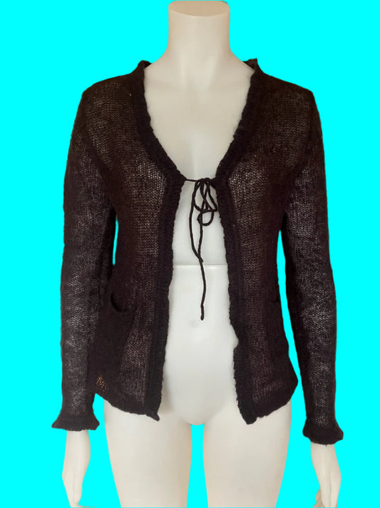 Max - Beautiful Mohair Blend Cardigan With Tie - Size: S