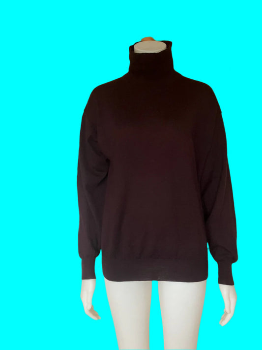 Cignal - NZ Made Pure Merino Turtle Neck Jumper - Aubergine - Size: M