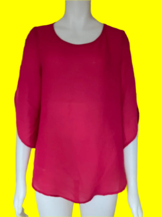 Bettie Monre - NZ Designer - Vibrant Pink Top - Size: S